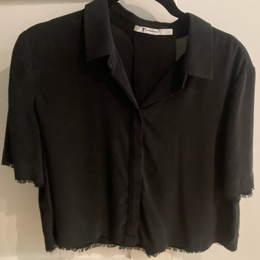 T by Wang boxy crop short sleeves blouse